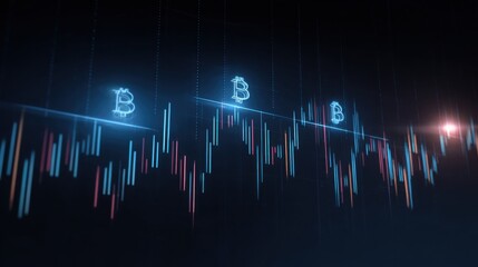 Poster - Striking neon icon concept depicting quantum crypto liquidity panel with dynamic visual elements for financial insight