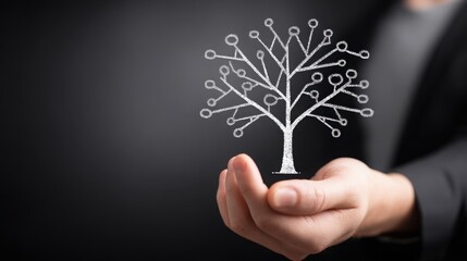 Poster - Human figure icon concept representing the quantum crypto network tree visualization highlighting community connections