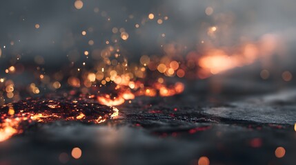 Poster - Abstract view of a fiery surface with sparks.