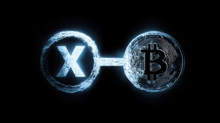Poster - Bitcoin coin representation in quantum economy exchange illustrating digital currency and financial transactions interface