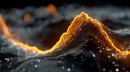 Poster - Abstract digital landscape with glowing peaks.