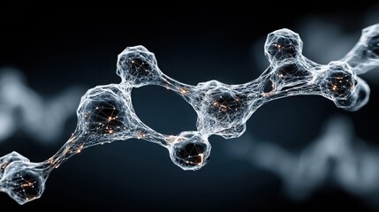 Poster - Futuristic quantum finance matrix icon concept featuring a molecule representing advanced financial structures