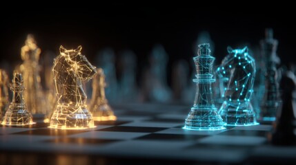 Poster - Chess pieces strategically placed on a board symbolizing competitive strategy and intellectual engagement in gaming