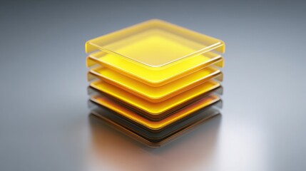 Poster - A stack of yellows representing a quantum investment layer icon concept with a stratified layout of vibrant tones