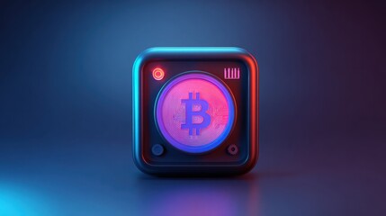 Poster - Iconic representation of bitcoin button on a digital interface highlighting the essence of cryptocurrency transactions
