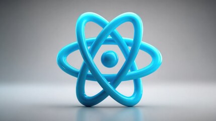 Poster - Clean interface visualization of a blue atom quantum risk model icon concept demonstrating financial risk analysis
