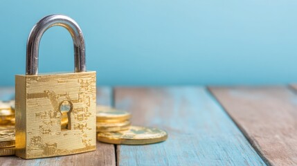 Poster - Visual representation of a padlock illustrating quantum secure defi lock concept for securing digital assets online