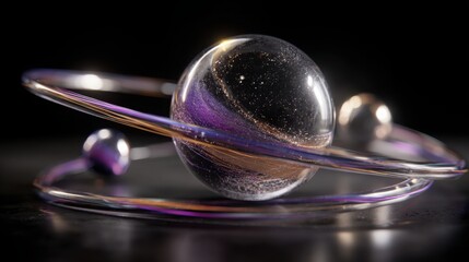 Poster - Elegant glass icon representing quantum tokenomics model in minimalistic economic concept design and visualization