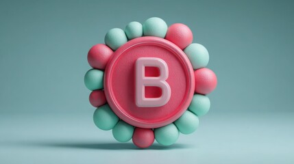 Poster - Minimal conceptual icon of a pink quantum transaction certifier representing approval in digital finance system