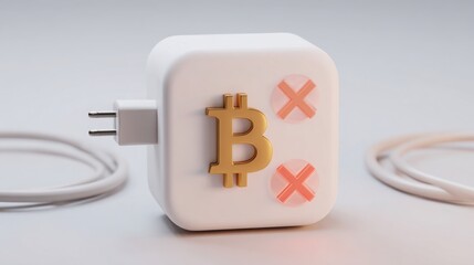 Poster - Conceptual icon of a bitcoin plug representing feedback module in quantum transaction feedback system design