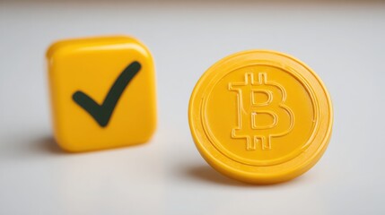 Poster - Conceptual icon of a bitcoin representing feedback module in quantum transaction feedback system design