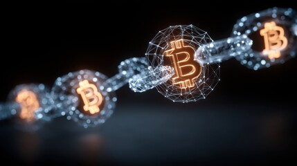Poster - Conceptual icon of a bitcoin representing grid interface design in quantum transaction matrix system innovation