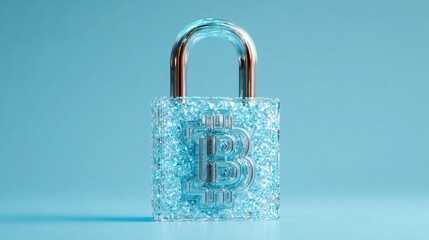 Poster - Minimalist design of a pad icon representing security in a qubit-powered ledger entry for digital financial systems