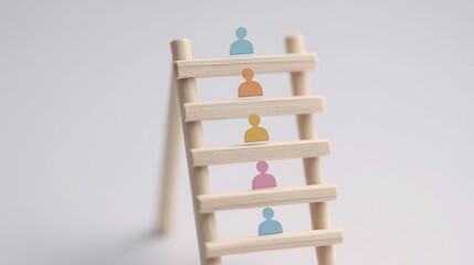 Poster - Minimalist design of a team growth ladder icon representing progress and climbing towards team success