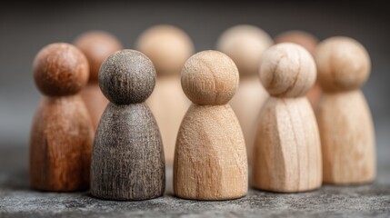 Poster - Engaging group of wooden figures symbolizing team collaboration and innovative tracking concepts in development process