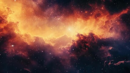 Wall Mural - the presents a breathtaking view of the cosmos, featuring a vibrant nebula with striking colors of o