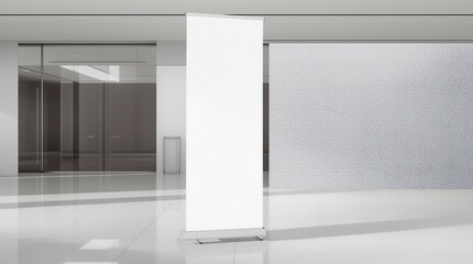 Fototapete - Blank roll up banner stand in contemorary office interior