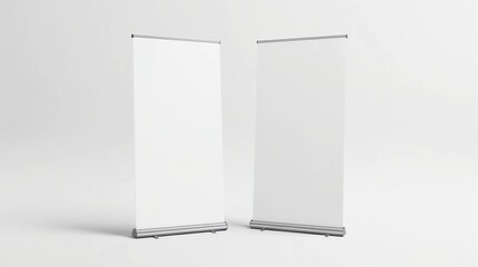 Fototapete - blank roll up banner display stands on white 