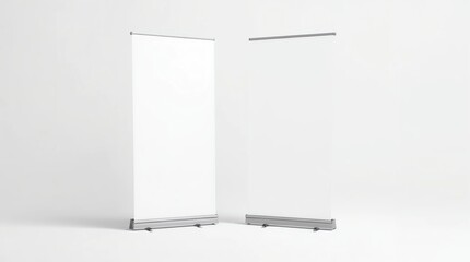 Fototapete - blank roll up banner display stands on white 