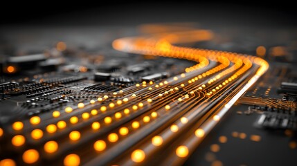 Poster - Circuit board with glowing pathways.