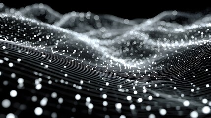 Poster - Abstract digital network design with shimmering particles.