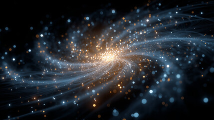 Wall Mural - celestial spiral of brilliance: a captivating spiral galaxy, its heart a radiant core of golden ligh