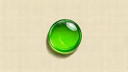 Poster - Oval, glossy green gem on a light beige background.
