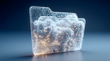 Poster - Digital folder with cloud data visualization.