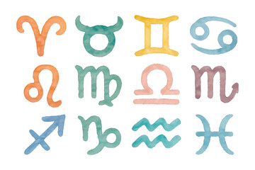 watercolor zodiac symbol sign collection
