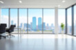 © Saichol - Blurred background of modern office with window and city skyline