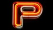© dong - Neon letter 'P' glowing in vibrant red and orange hues against a sleek black background