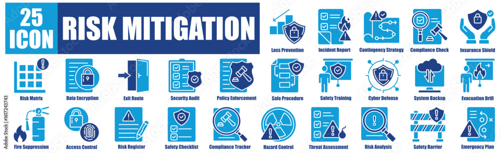Risk Mitigation icon pack dual tone collection set Risk Mitigation Icon ...