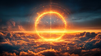 Wall Mural - Solar Anomaly: Fiery Ring Illuminating a Celestial Horizon