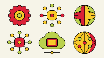 Poster - comprehensive collection of modern artificial intelligence themed graphic symbols showcasing advance