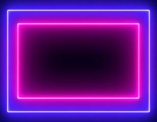 Wall Mural - Glowing purple neon sign vector illustration on a black background with a blank button frame