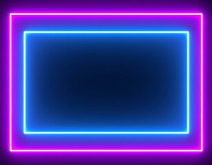 Wall Mural - Abstract purple neon frame vector illustration with a blank screen on a black background for a web or computer display design
