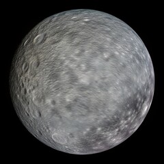Wall Mural - This image showcases Umbriel, one of the five major moons of Uranus. Its surface is predominantly dark and heavily cratered, indicating a very old and geologically inactive history. 