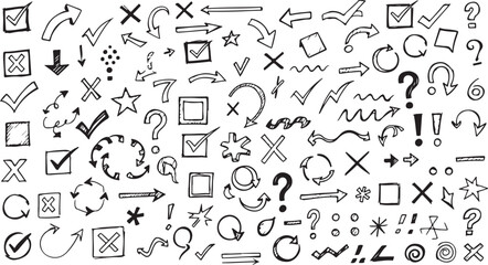 Poster - Collection of hand drawn doodle symbols and icons isolated on transparent background