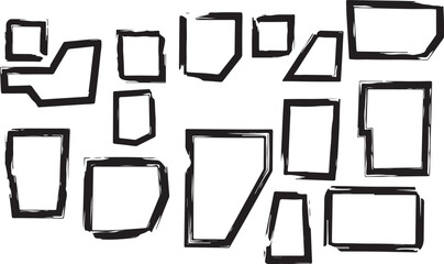Poster - Abstract geometric shapes with rough edges isolated on transparent background