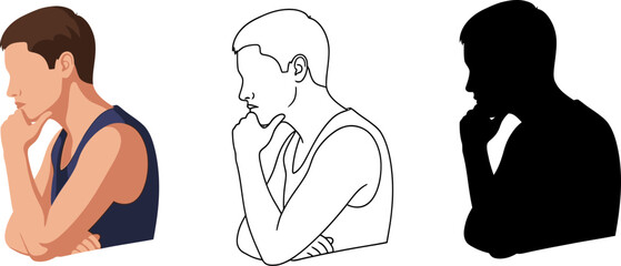 Poster - Thinking man vector illustration set concept of decision making and problem solving art