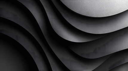 Poster - Black Paper Cut Wave Shape on White Background