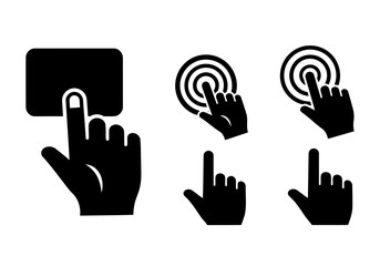 Poster - Vector art of set of hand click and touch icons isolated on white background