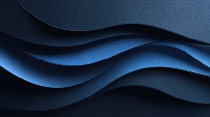 Poster - Smooth curves and shades of blue create a harmonious abstract design. The layers appear fluid, evoking a sense of calm and tranquility in the artwork.