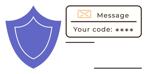 Poster - Blue shield and secure code message display emphasize online safety, data privacy, and digital security. Ideal for cybersecurity, authentication, email protection, password management, account
