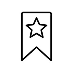 Poster - Illustration of a black outlined bookmark with a star shape in the upper section of the bookmark design