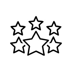 Poster - Illustration of six five pointed stars arranged in a cluster with black outlines on a white backdrop