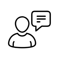 Poster - Outline drawing of a person with a speech bubble containing three lines indicating conversation or thought