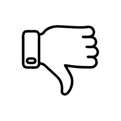 Poster - Illustration of a simple black and white thumbs down hand gesture icon with a minimalist outline style
