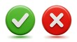© Taky - Green tick and red cross isolated on white background, representing choices