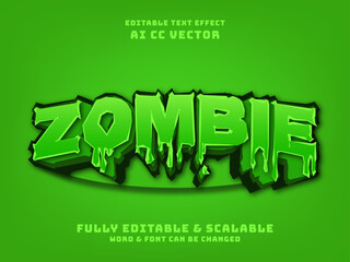 Poster - zombie editable text effect. green zombie for halloween night